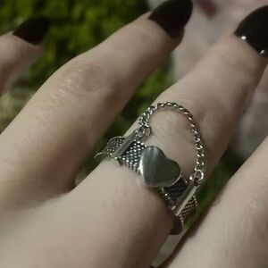 Heart chain Ring in 925